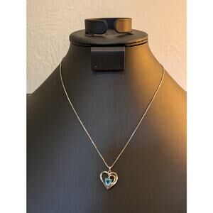 Alwand Vahan 14k Yellow Gold & 925 Swiss Blue Topaz Diamond Heart Necklace